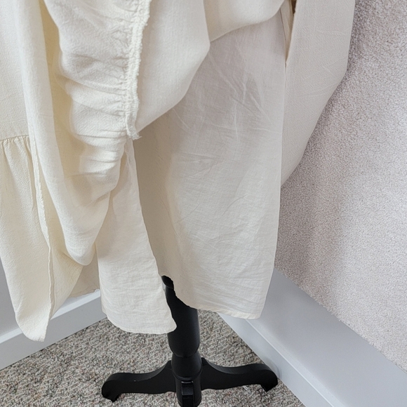 New American Eagle Women's Sz XXL Beige Linen Puffy Sleeve Milkmaid Mini Dress - Picture 10 of 12